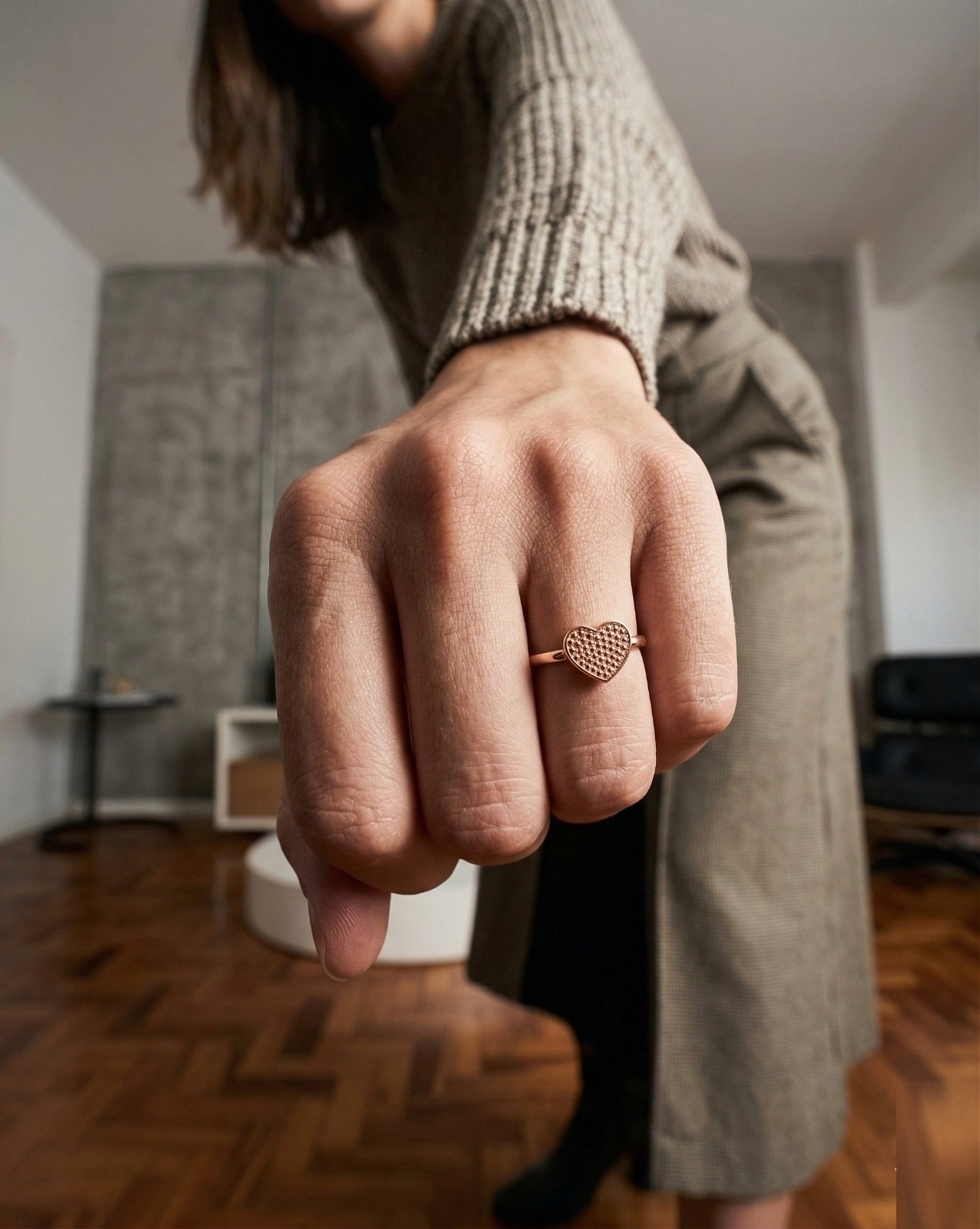 ANILLO CORAZON ROSE C-38B