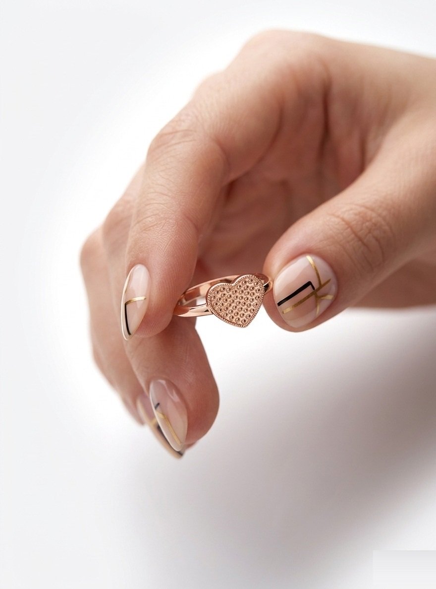 ANILLO CORAZON ROSE C-38B