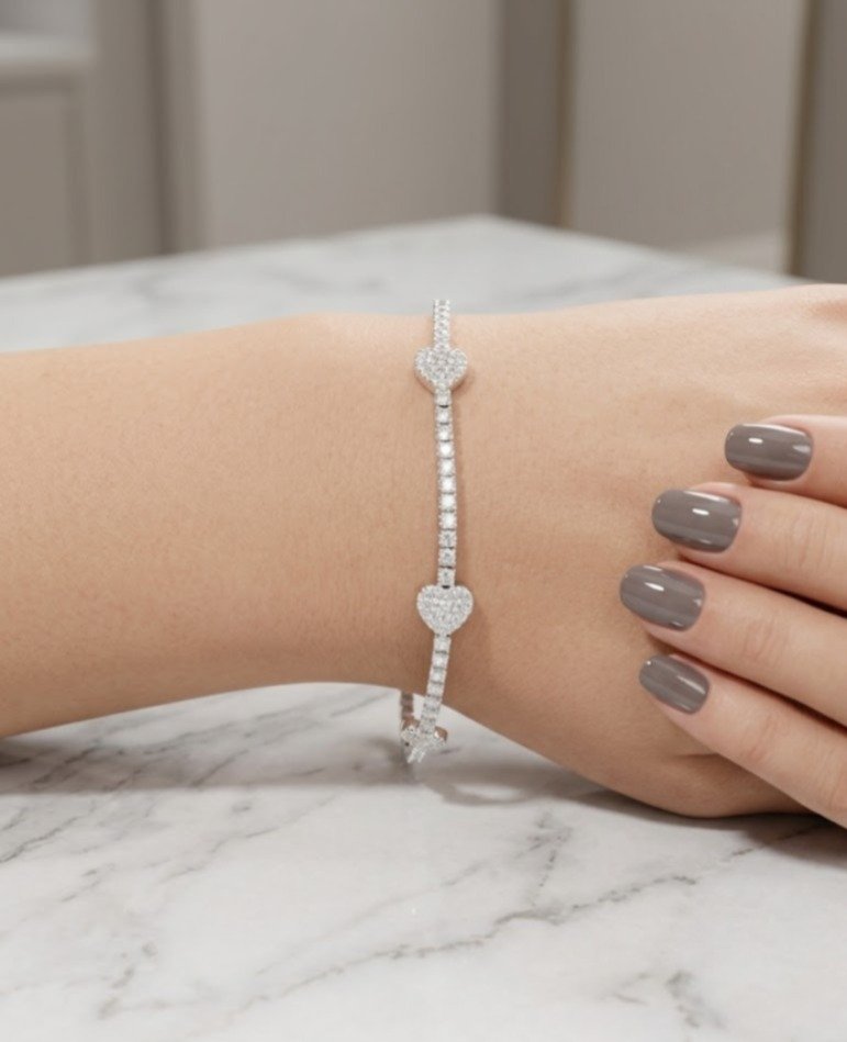 PULSERA CORAZON CUBICS 17`+ 3cm C-24B