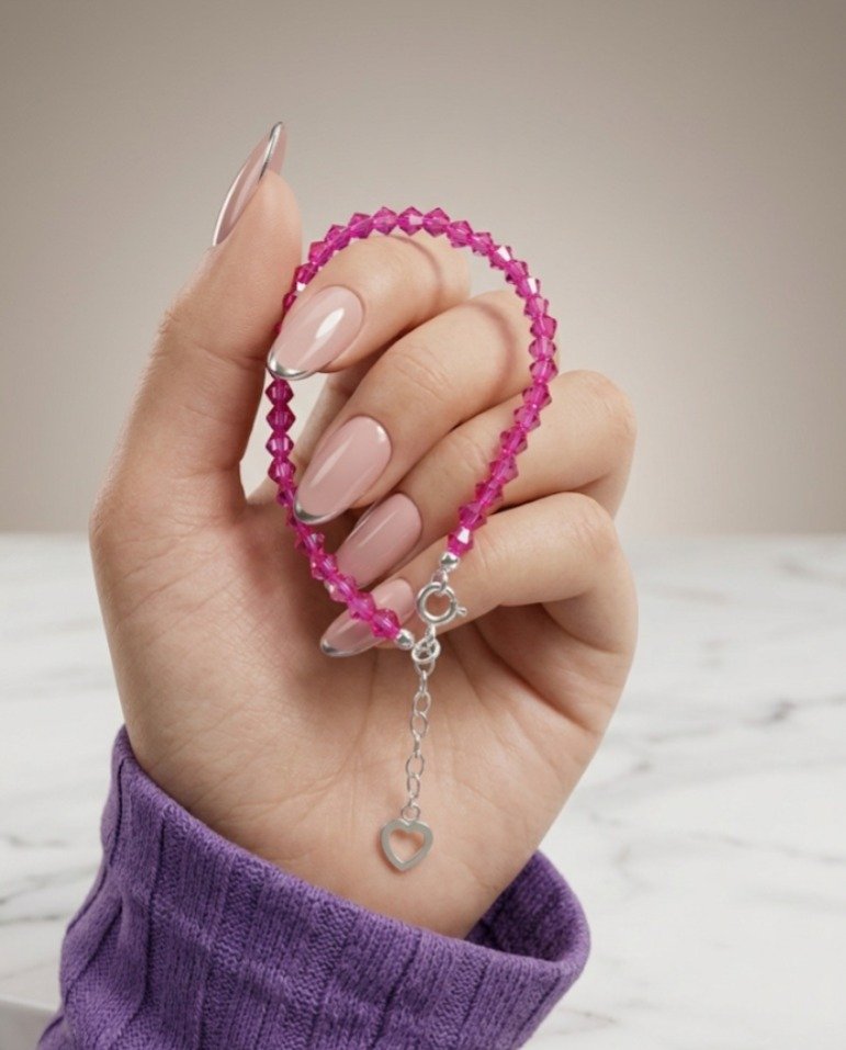 PULSERA CRISTAL ROSA 16 + 3cm C-23A