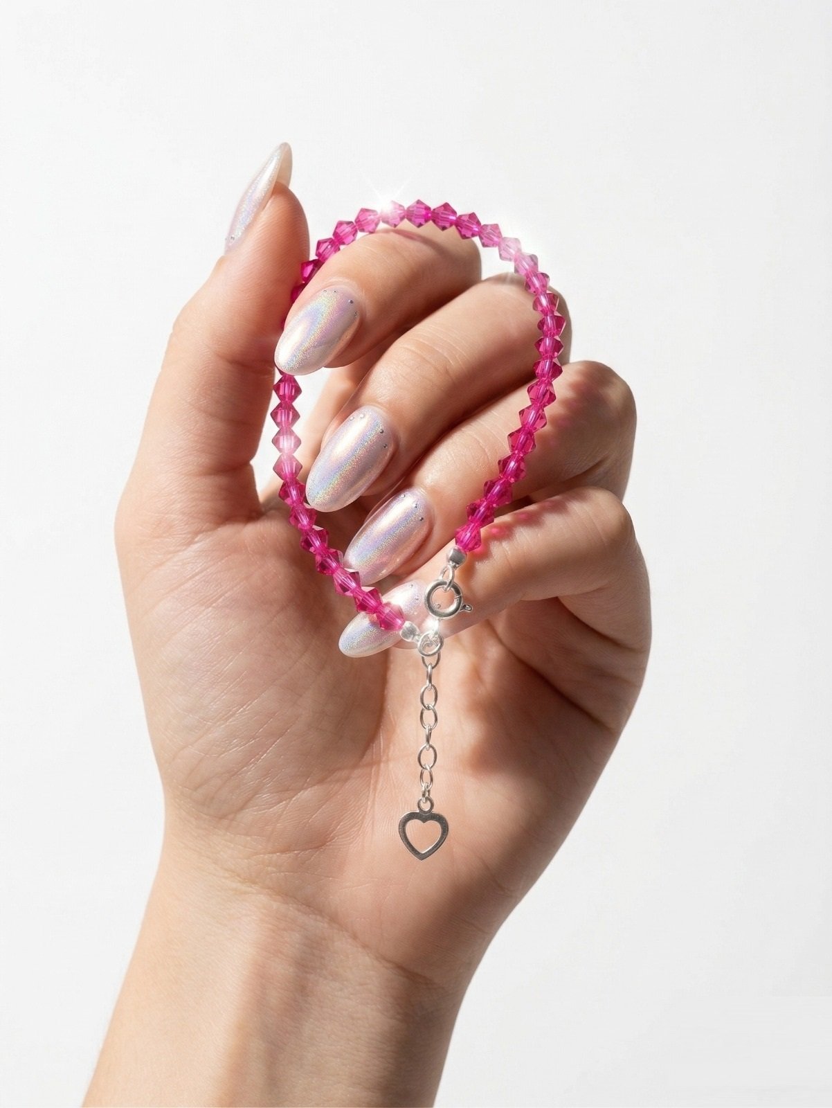 PULSERA CRISTAL ROSA 16 + 3cm C-23A