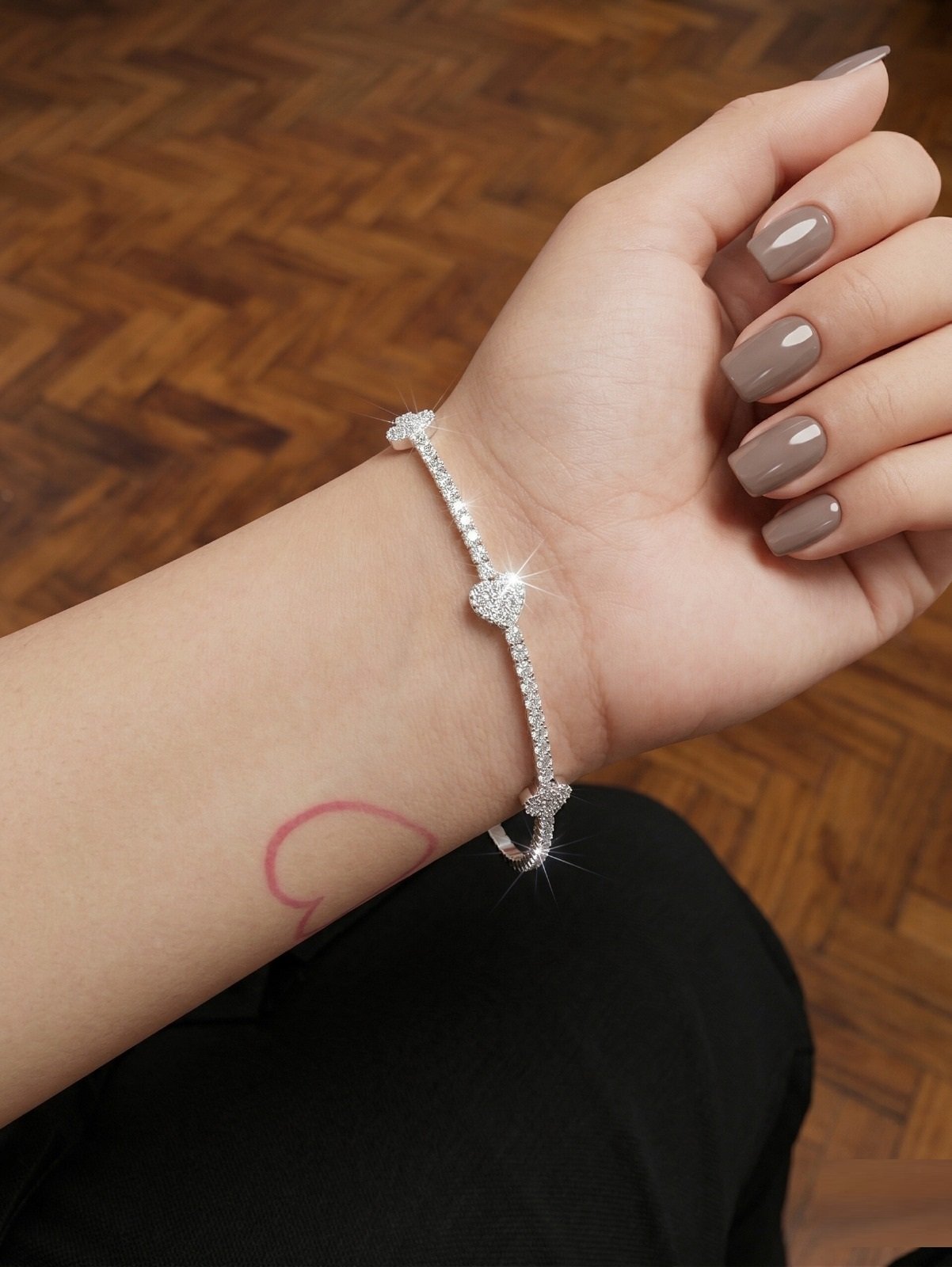 PULSERA CORAZON CUBICS 17`+ 3cm C-24B