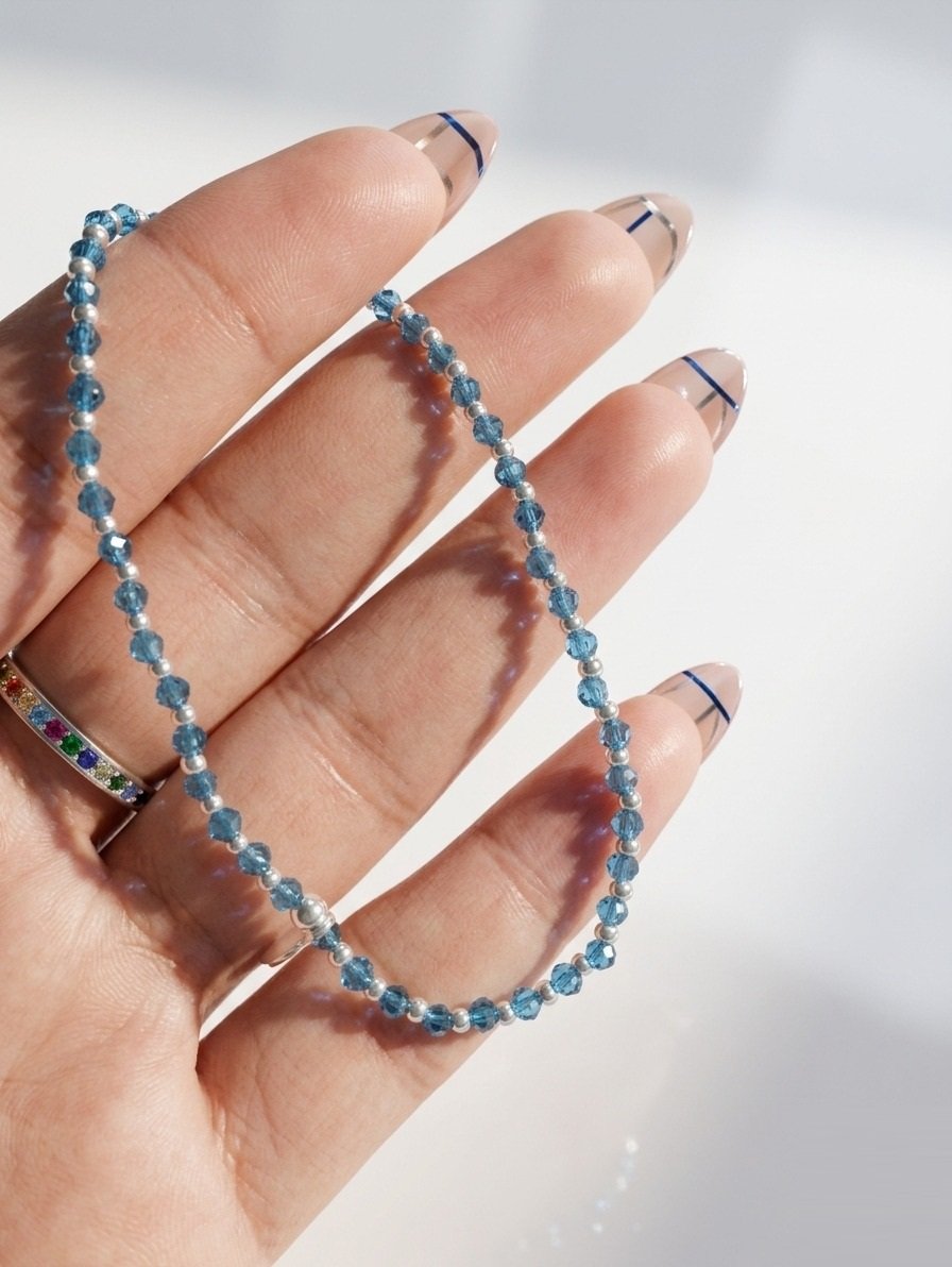 Pulsera elastizada piedra celeste C-24B