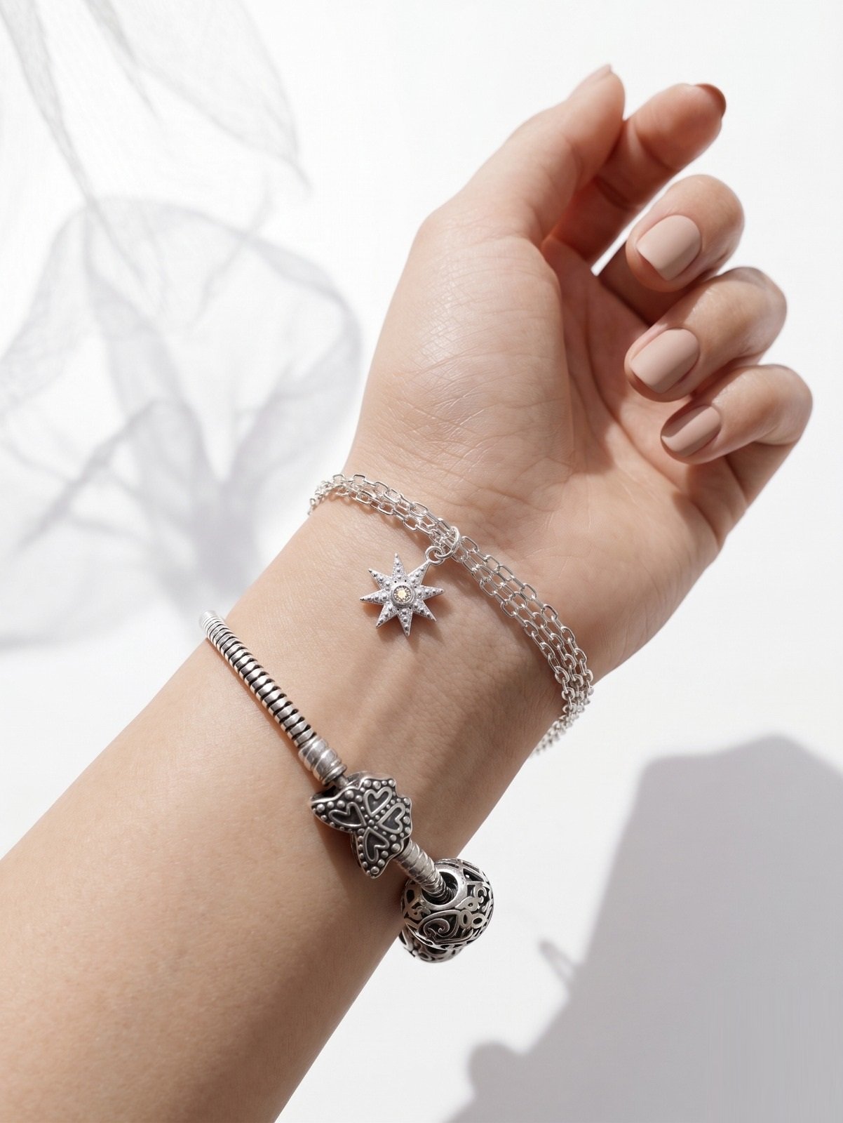 PULSERA TRIPLE CON ESTRELLA 19cm  C-23B