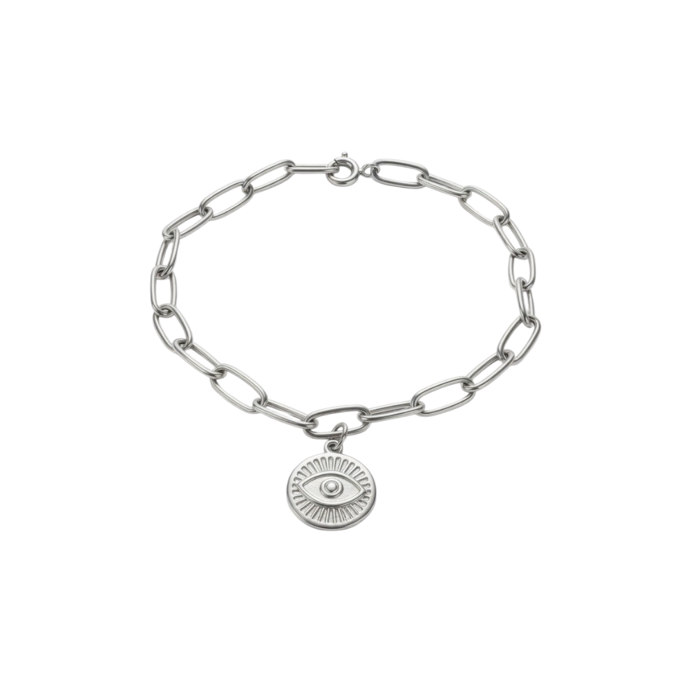PULSERA ESLABONES CON OJITO TURCO 17cm C-23A