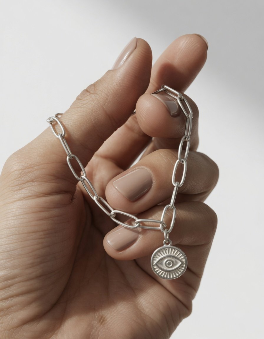 PULSERA ESLABONES CON OJITO TURCO 17cm C-23A