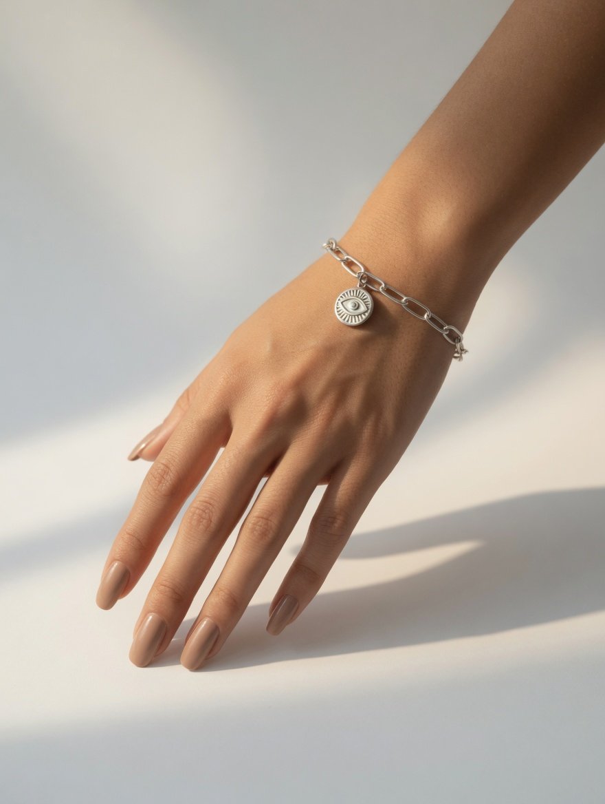 PULSERA ESLABONES CON OJITO TURCO 17cm C-23A