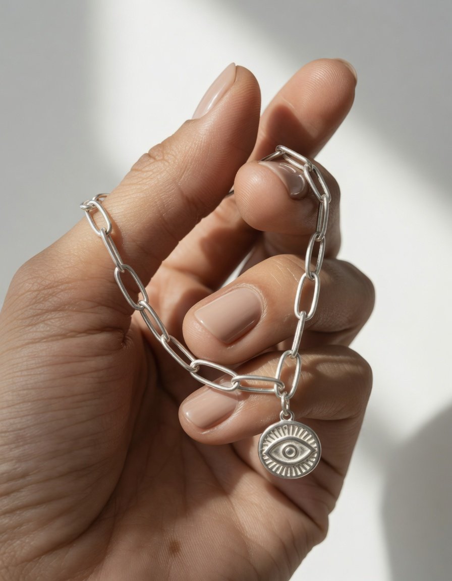PULSERA ESLABONES CON OJITO TURCO 17cm C-23A