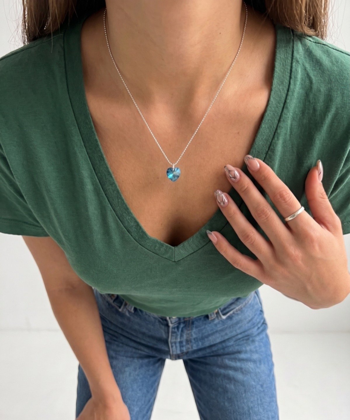 CONJUNTO CORAZON AZUL SWAROVSKY 40cm C-56C