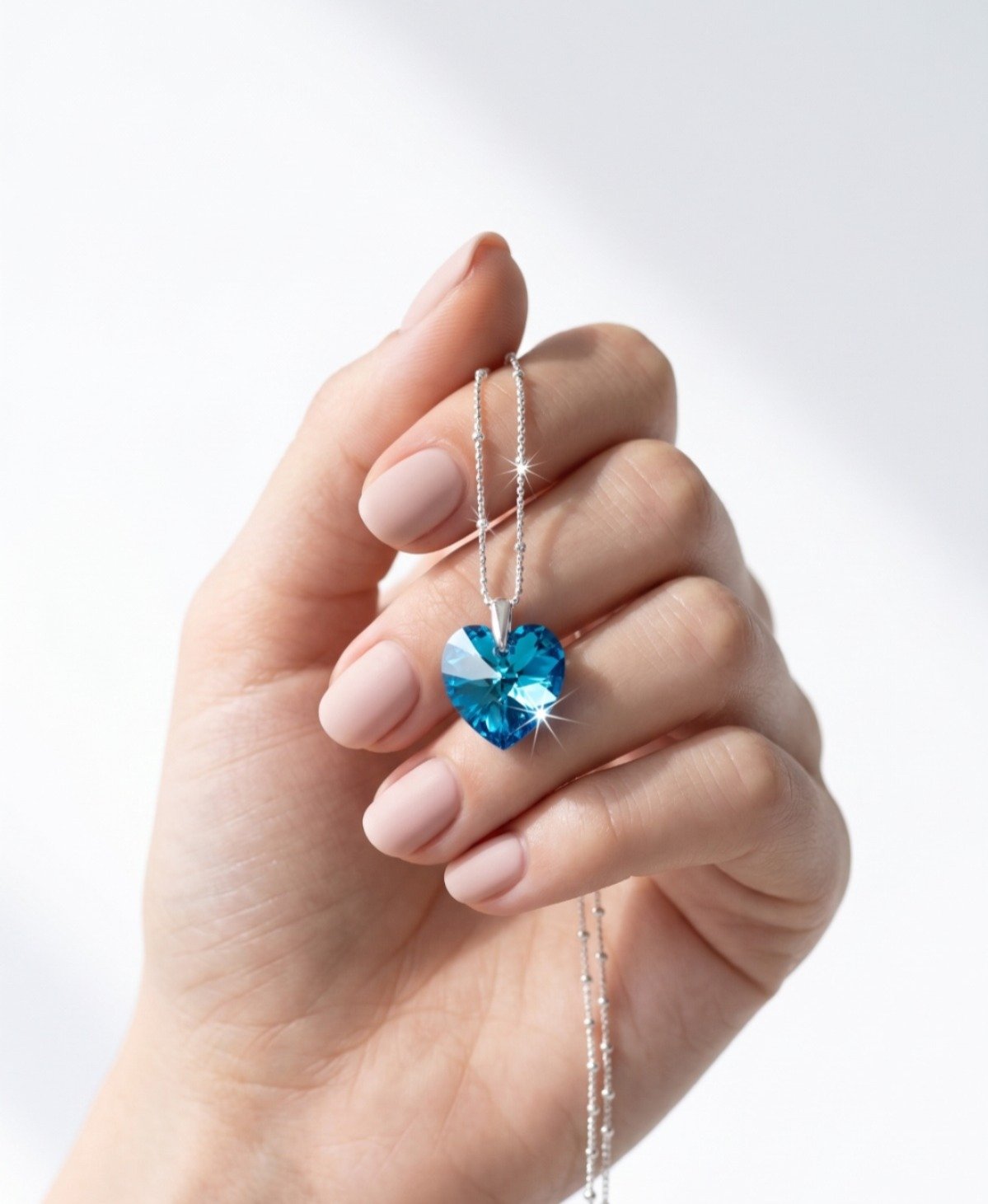 CONJUNTO CORAZON AZUL SWAROVSKY 40cm C-56C