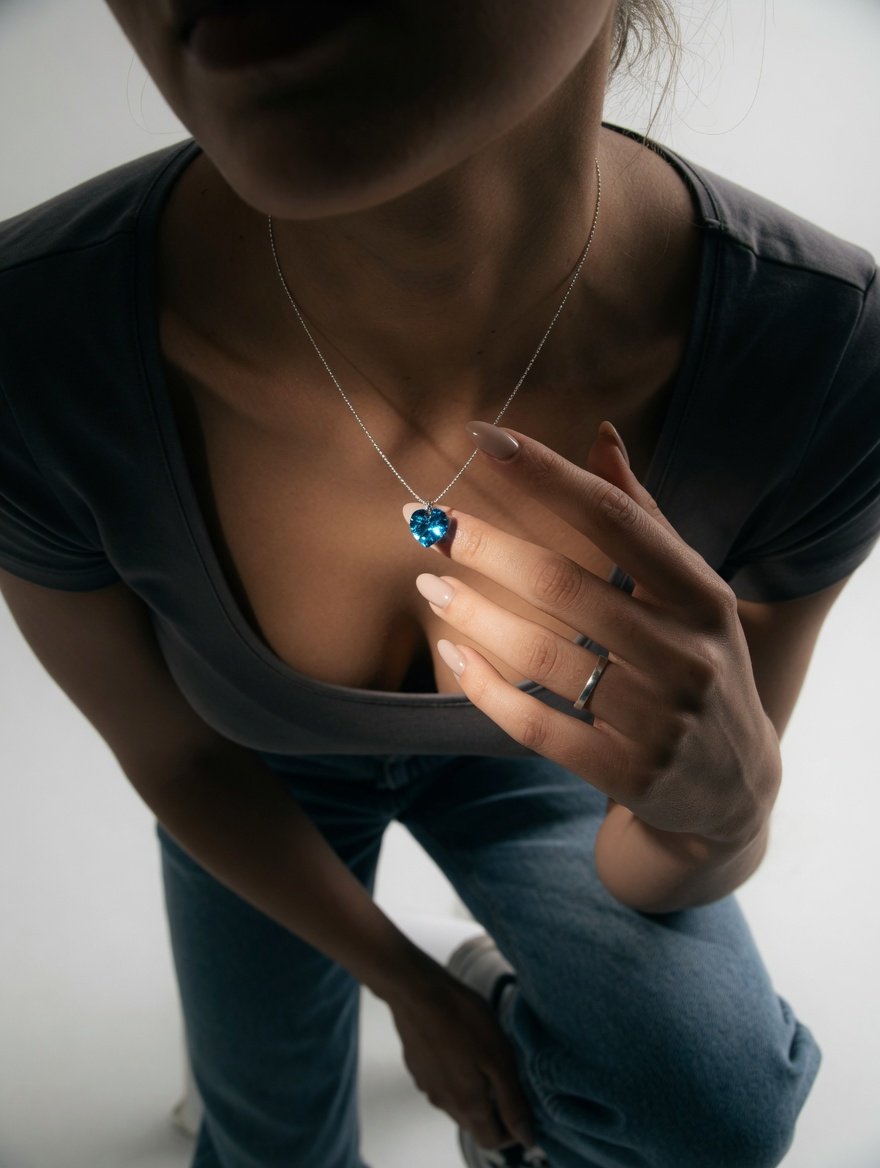 CONJUNTO CORAZON AZUL SWAROVSKY 40cm C-56C
