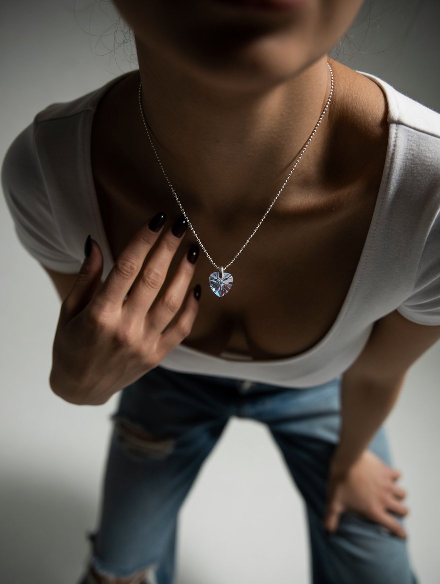 CONJUNTO CORAZON TORNASOLADO SWAROVSKY 40cm C-56C