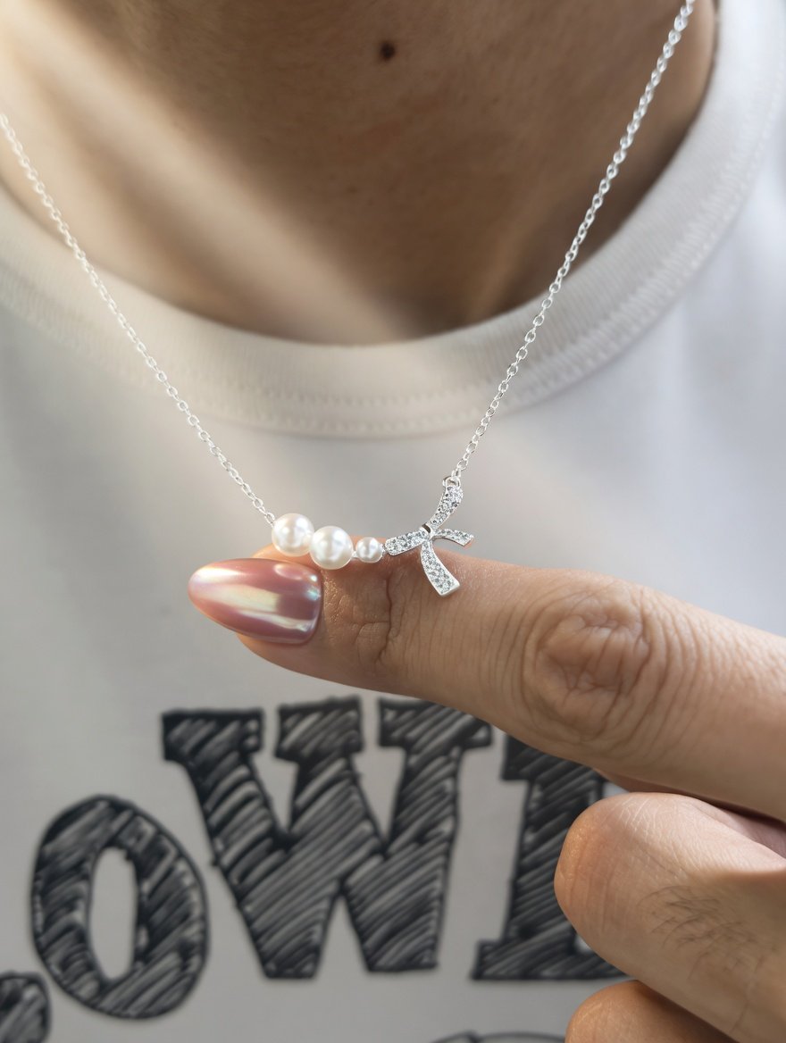 CONJUNTO PERLAS CON MOÑO 42+3cm CP-C