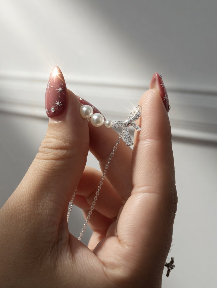 CONJUNTO PERLAS CON MOÑO 42+3cm CP-C