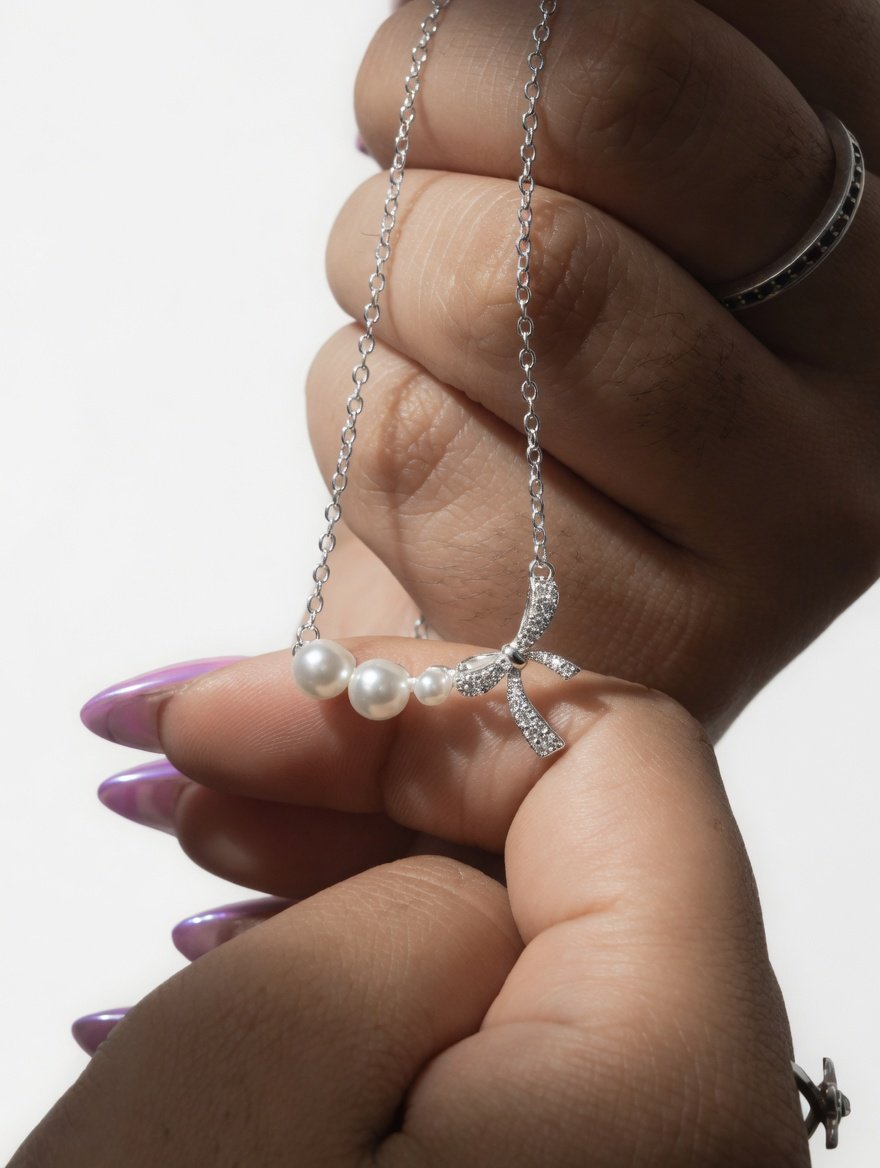 CONJUNTO PERLAS CON MOÑO 42+3cm CP-C