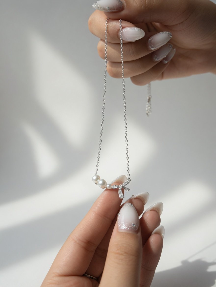 CONJUNTO PERLAS CON MOÑO 42+3cm CP-C