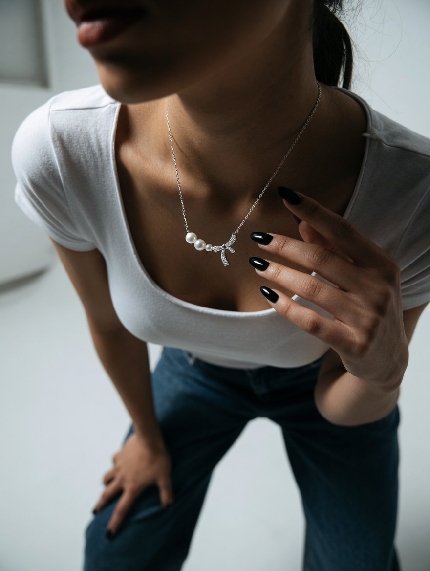 CONJUNTO PERLAS CON MOÑO 42+3cm CP-C