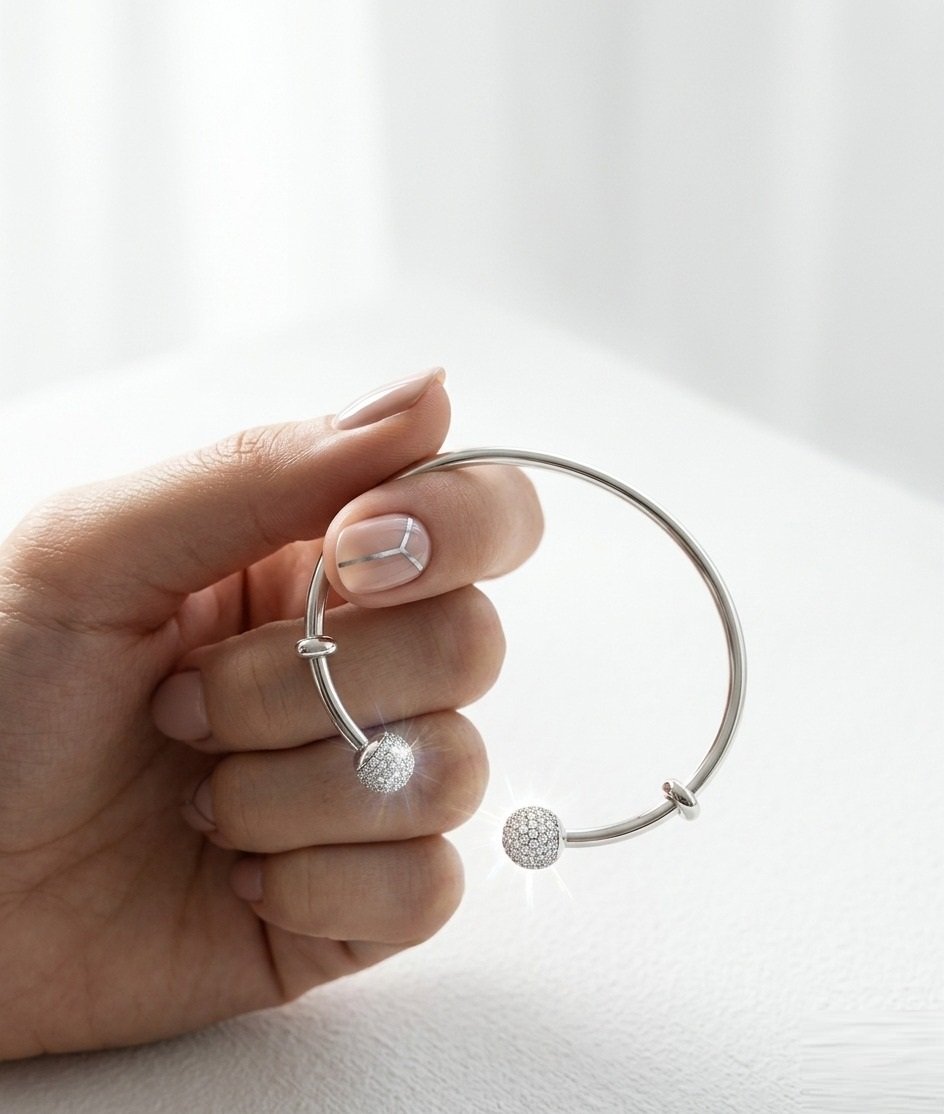PULSERA ESCLAVA ABIERTA PAVE 18cm