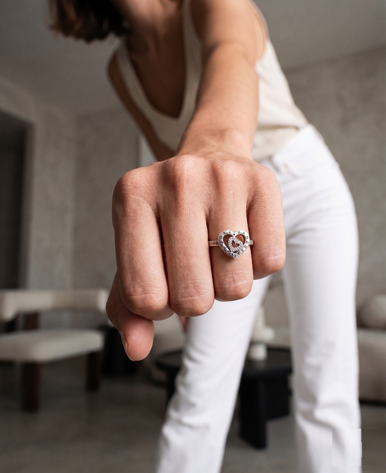 ANILLO CORAZON DOBLE PANDORA C-109A