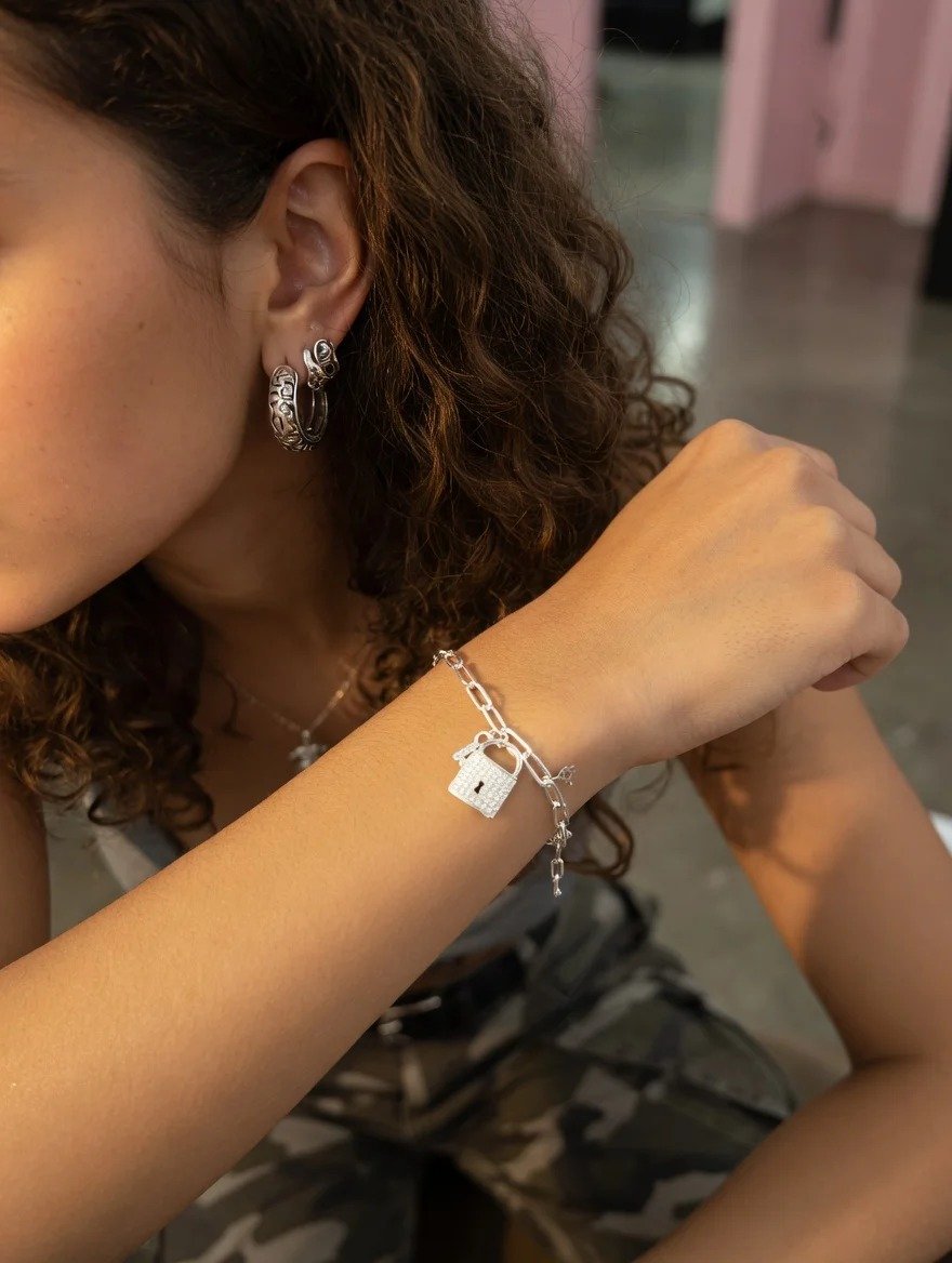 PULSERA ESLABON CON CANDADO 18cm C-23B