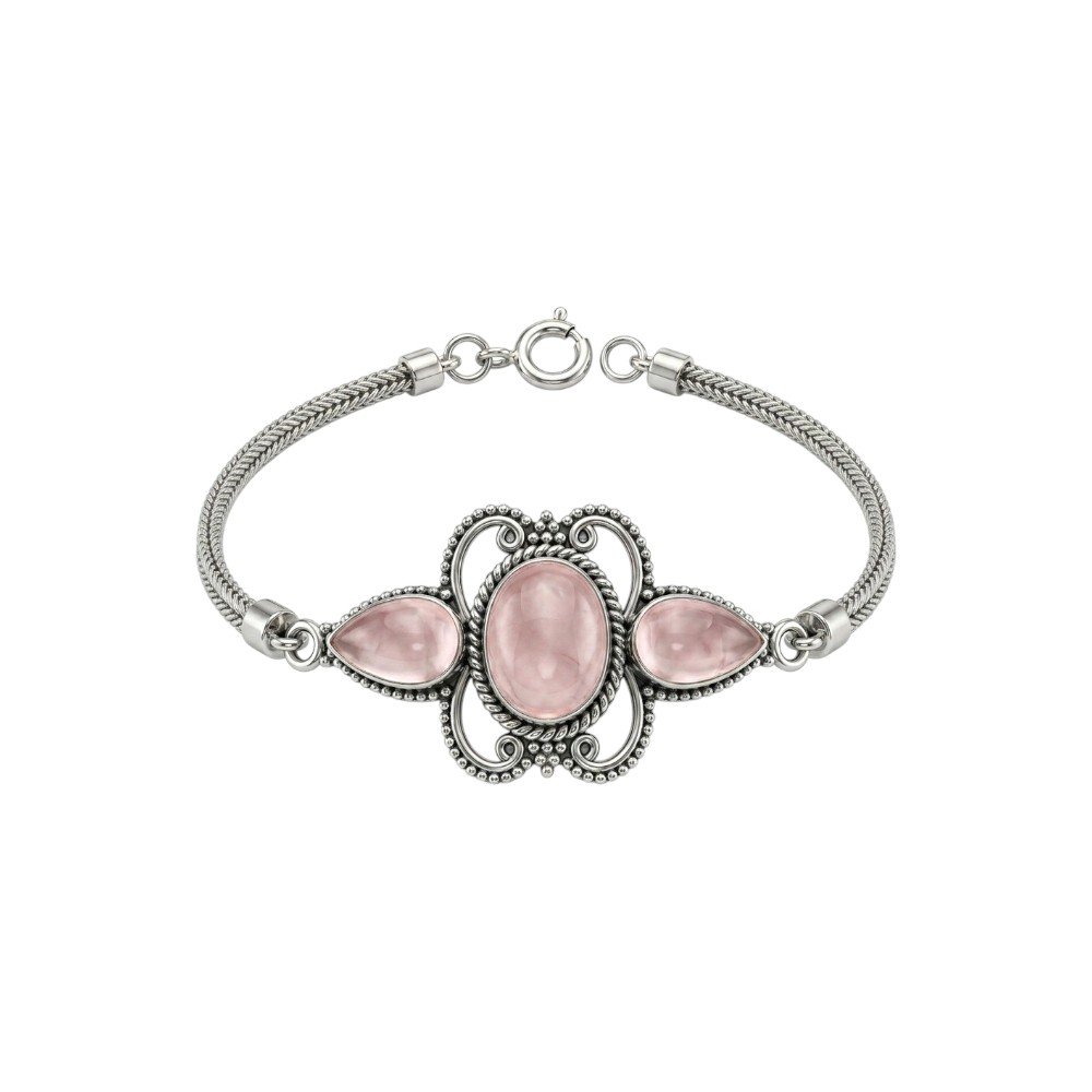 PULSERA CUARZO ROSA 20+2cm C-23A