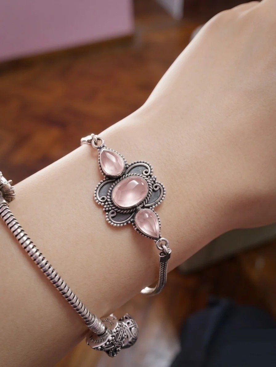PULSERA CUARZO ROSA 20+2cm C-23A