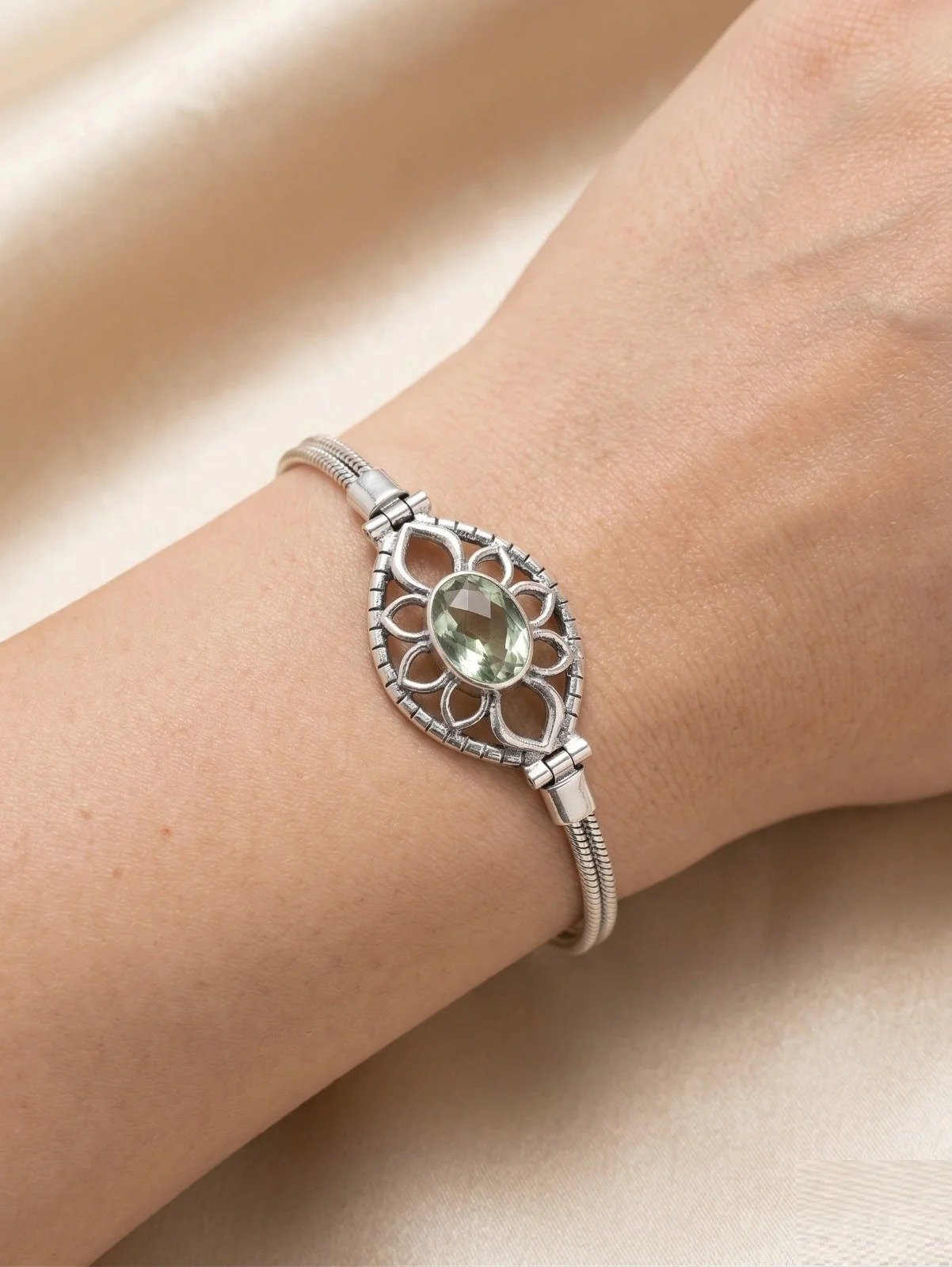 PULSERA CUARZO TRANSPARENTE 18+1cm C-23A