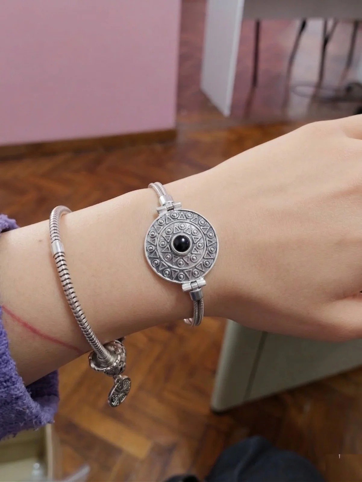 PULSERA PIEDRA AZUL NATURAL 18+1cm C-23A