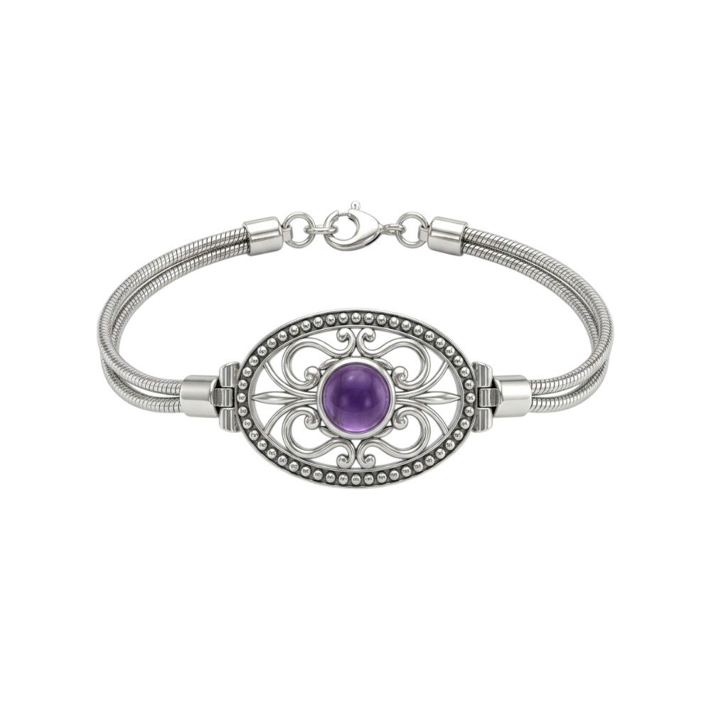 PULSERA PIEDRA AMATISTA 18+1cm C-23A