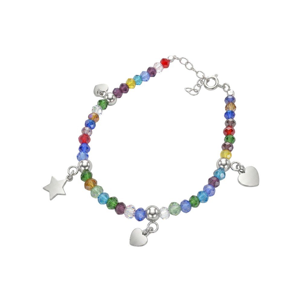 Pulsera corazones y estrellas multicolor 16+3cm C-24A