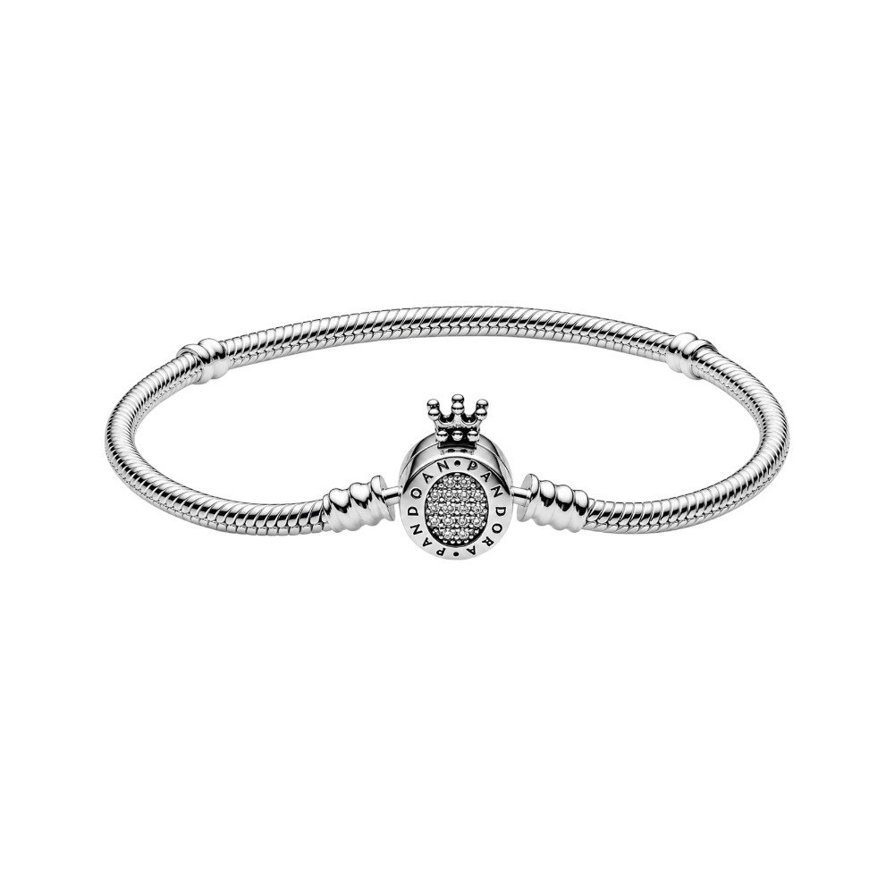 PULSERA PANDORA CIERRE CORONA  "CON INSCRIPCION"  19cm