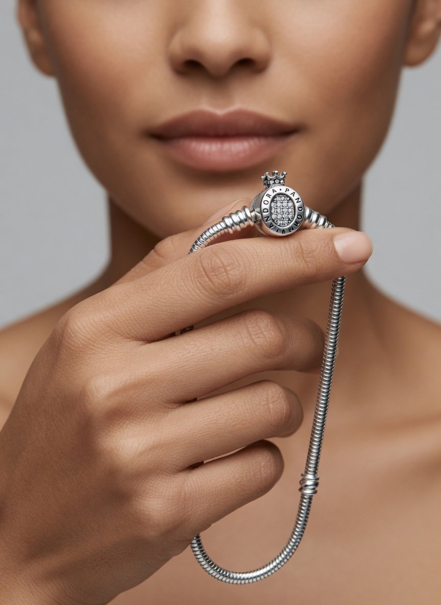 PULSERA PANDORA CIERRE CORONA  "CON INSCRIPCION"  19cm