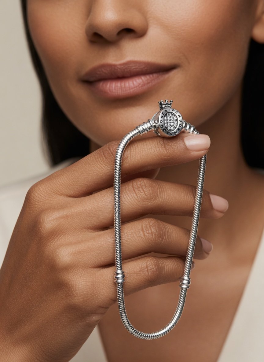 PULSERA PANDORA CIERRE CORONA  "CON INSCRIPCION" 20cm