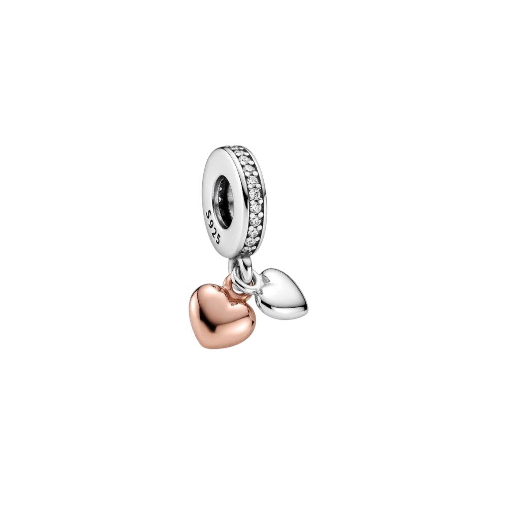 CHARMS CORAZON ROSE Y PLATEADO T-1B