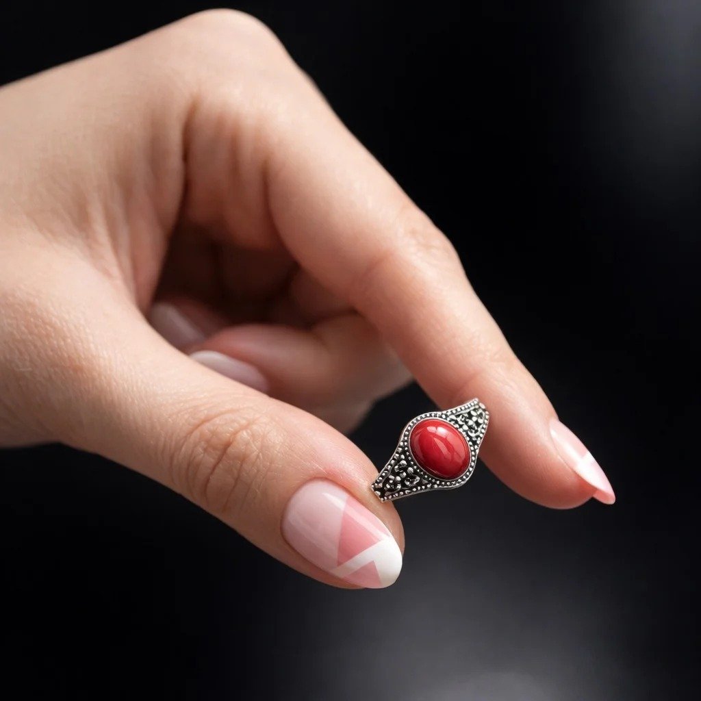 Anillo Piedra rojo "ultimo talle #7" C-105A