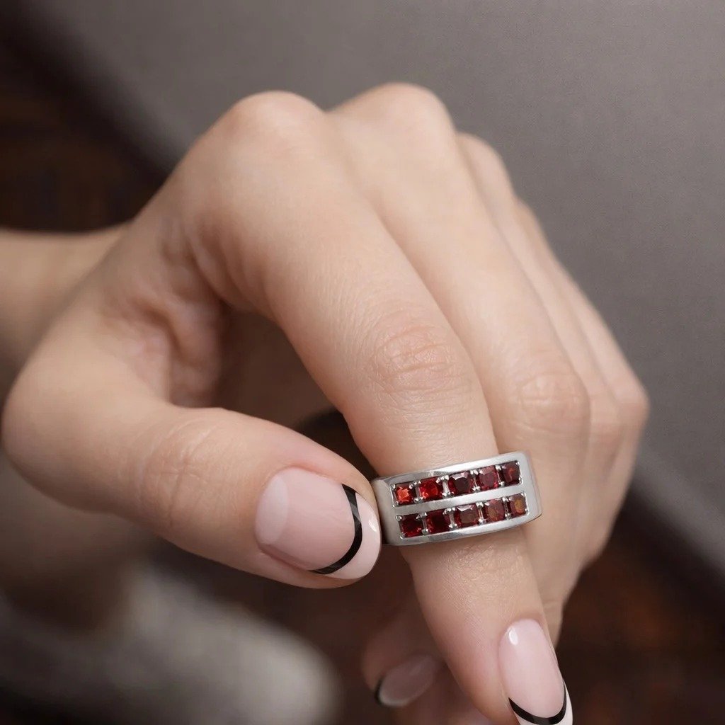 ANILLO CUBICS ROJO C-105A