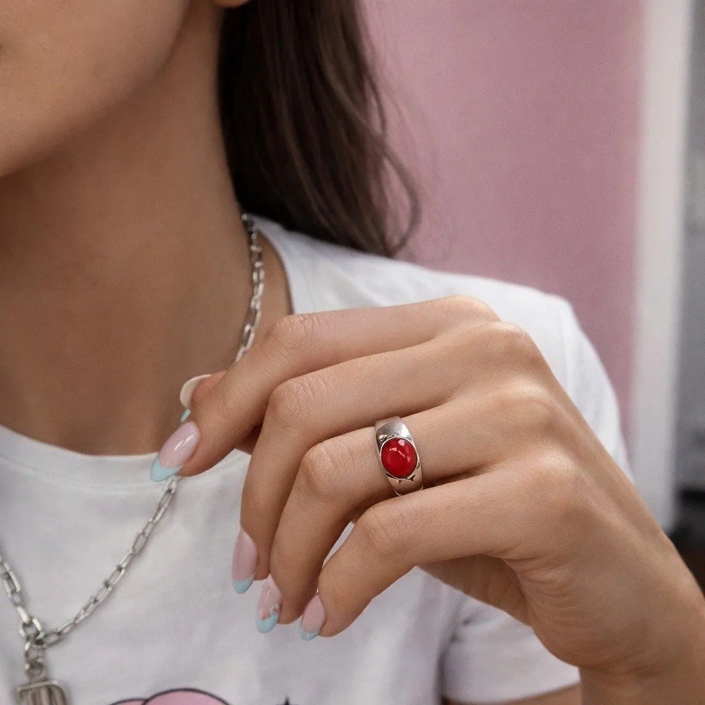 Anillo Piedra Rojo C-105A