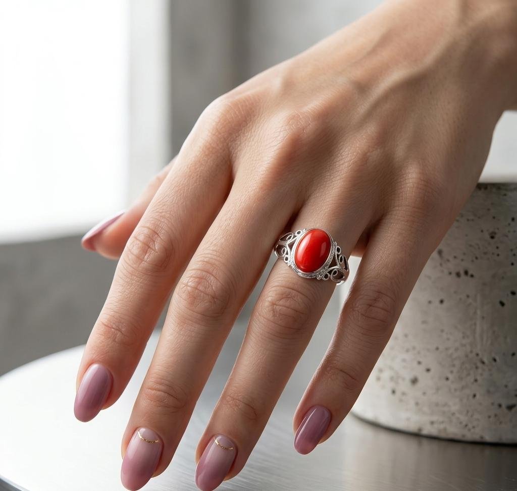 ANILLO PIEDRA ROJA C-105A