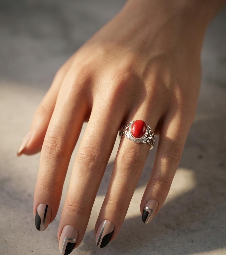 ANILLO PIEDRA ROJA C-105A