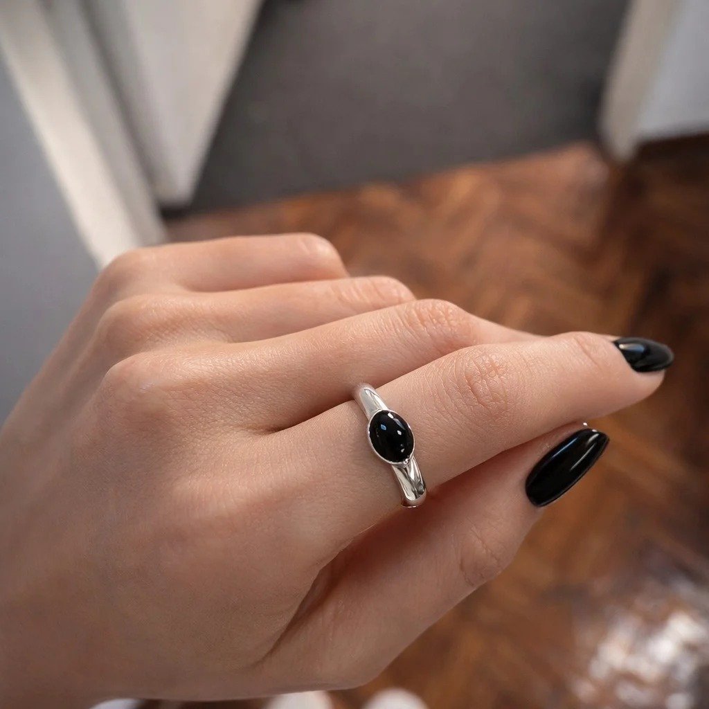Anillo Piedra Negro C-105A