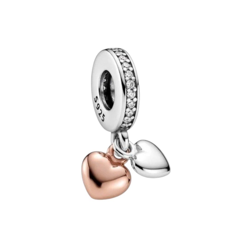 CHARMS CORAZON ROSE Y PLATEADO T-1B