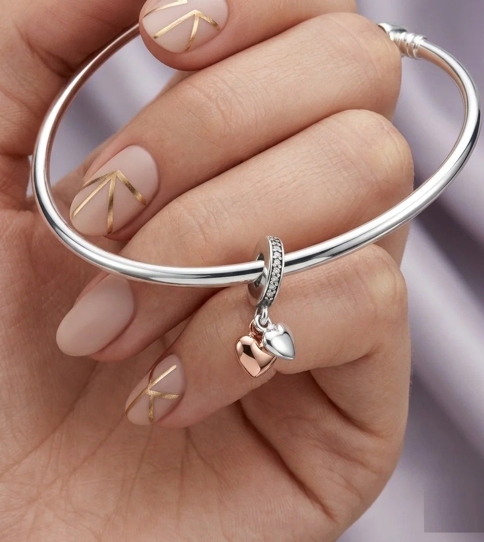 CHARMS CORAZON ROSE Y PLATEADO T-1B