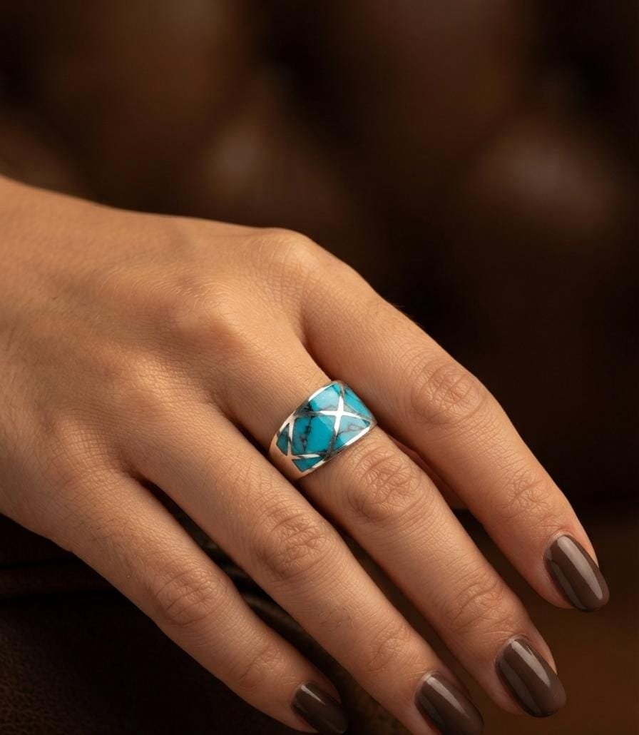Anillo TRIANGULO TURQUESA "talle unico #12" C-105B