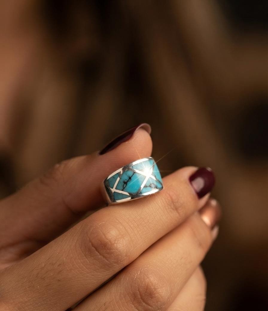 Anillo TRIANGULO TURQUESA "talle unico #12" C-105B