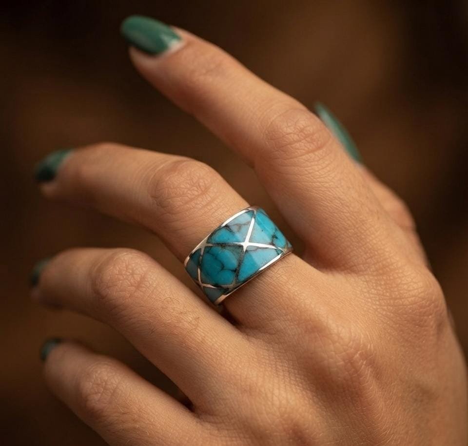 Anillo TRIANGULO TURQUESA "talle unico #12" C-105B