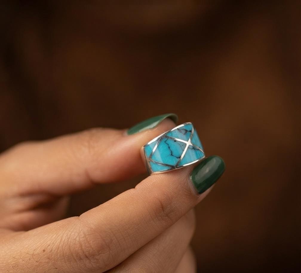 Anillo TRIANGULO TURQUESA "talle unico #12" C-105B