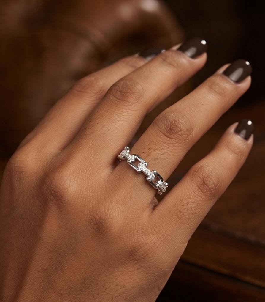 ANILLO ESLABONES ENTRRELAZADOS BRILLOS CP-AN