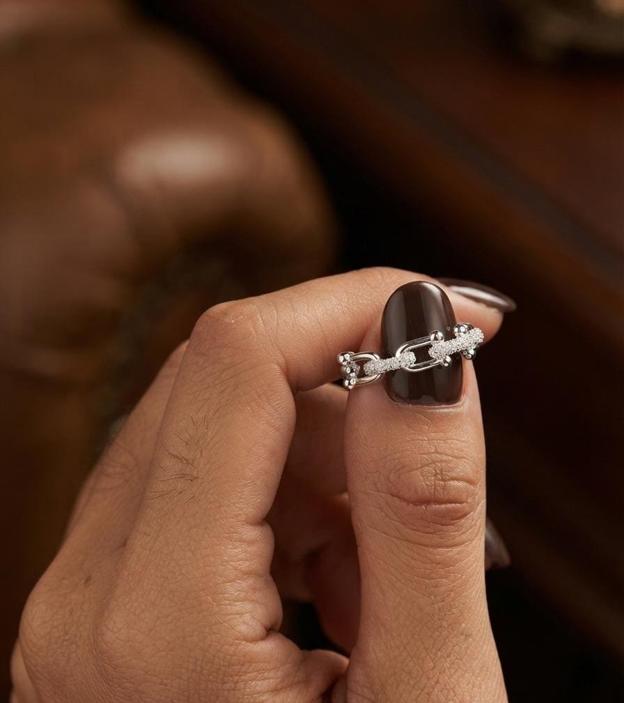 ANILLO ESLABONES ENTRRELAZADOS BRILLOS CP-AN