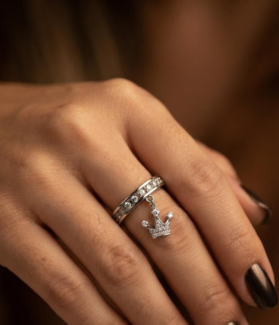 ANILLO CORONITA COLGANTE RODINADO C-117A