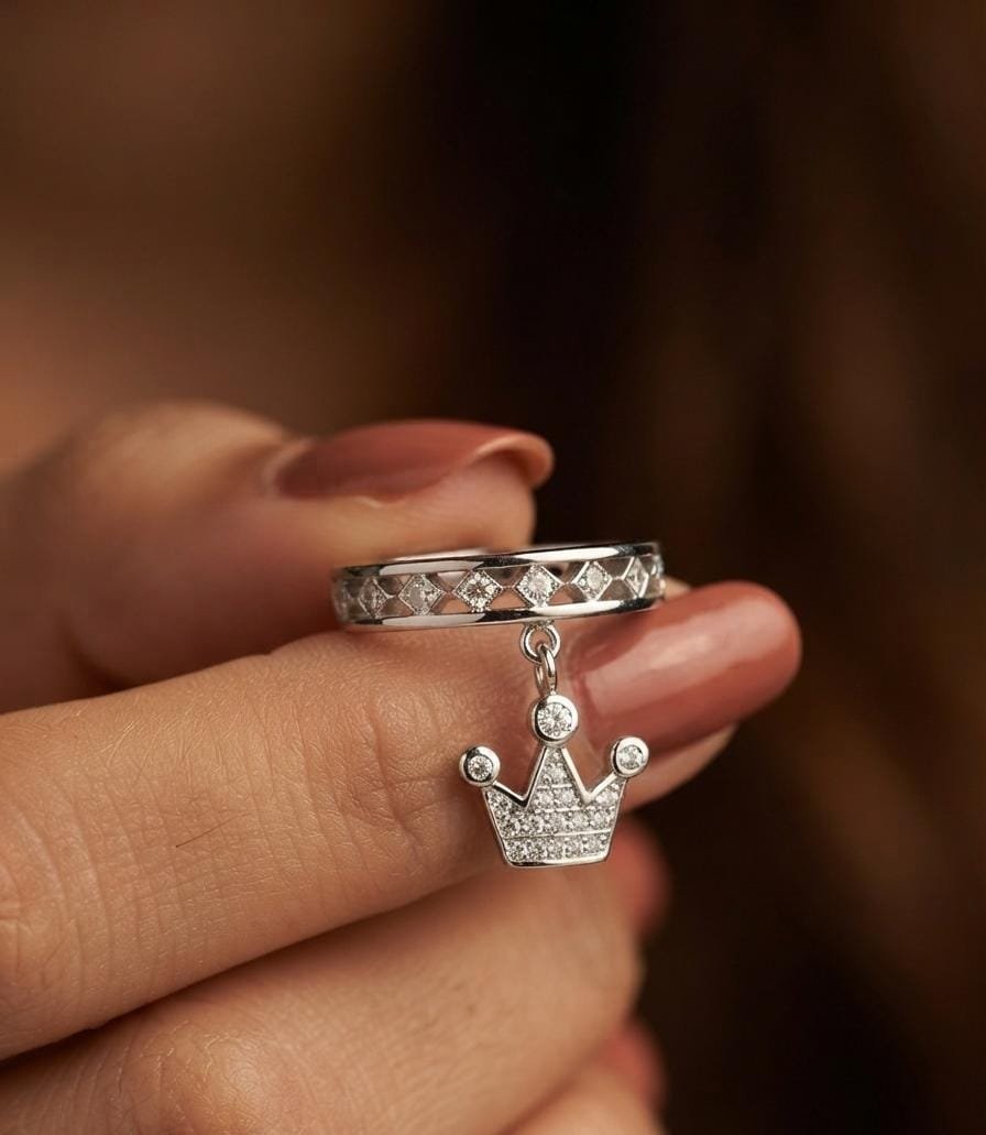 ANILLO CORONITA COLGANTE RODINADO C-117A